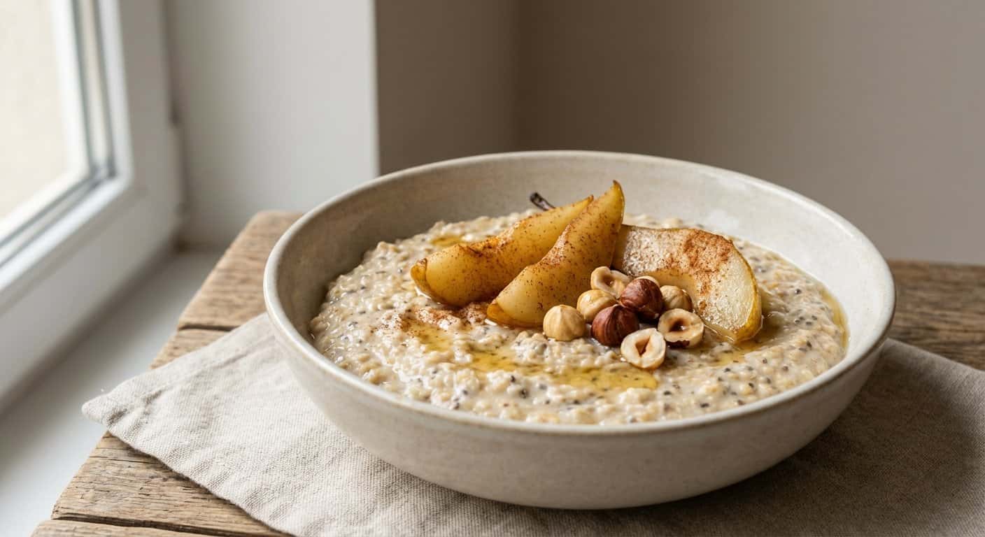 Overnight Oats con Pera y Avellana