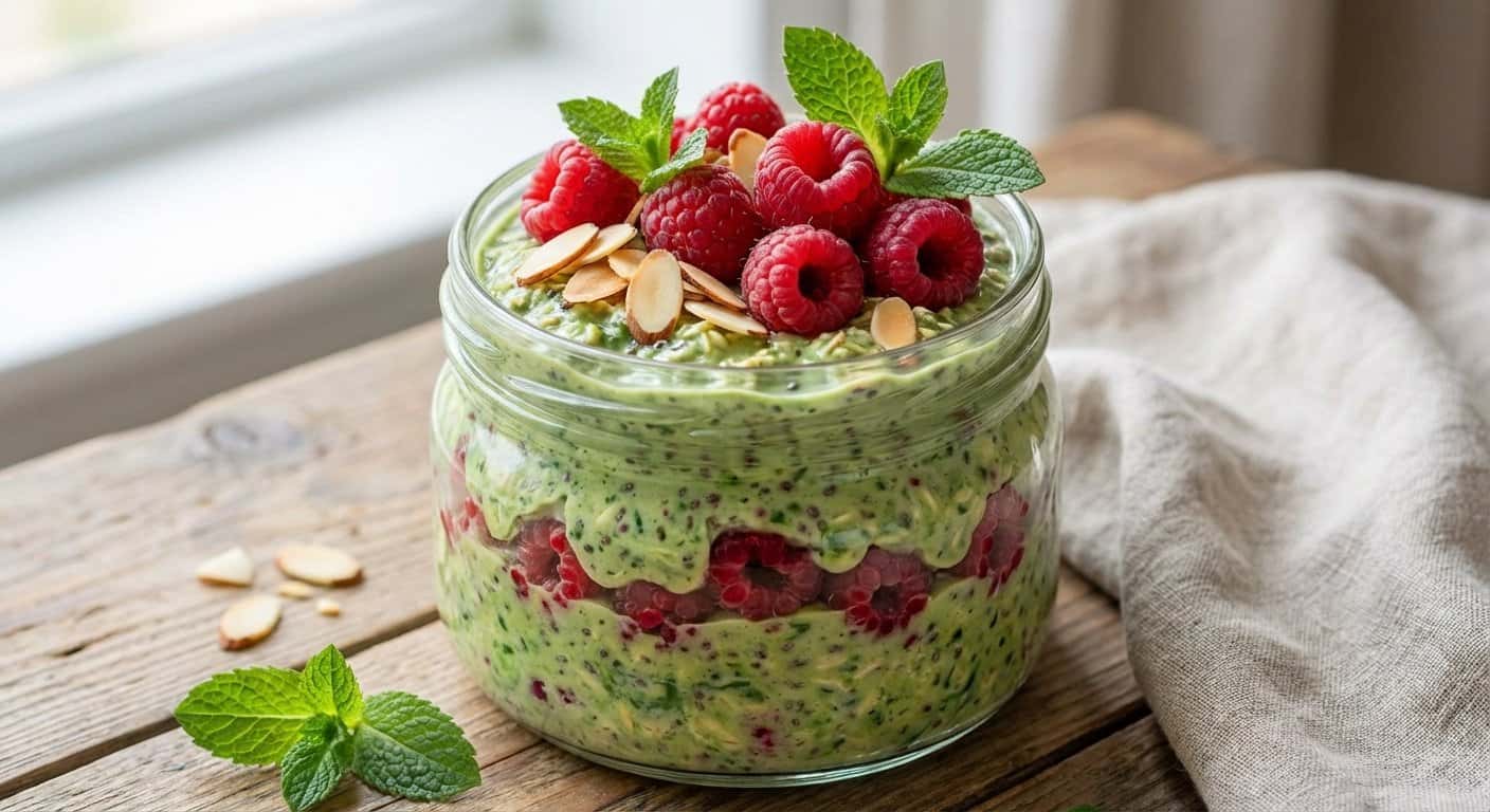 Overnight Oats de Espinacas y Frambuesa