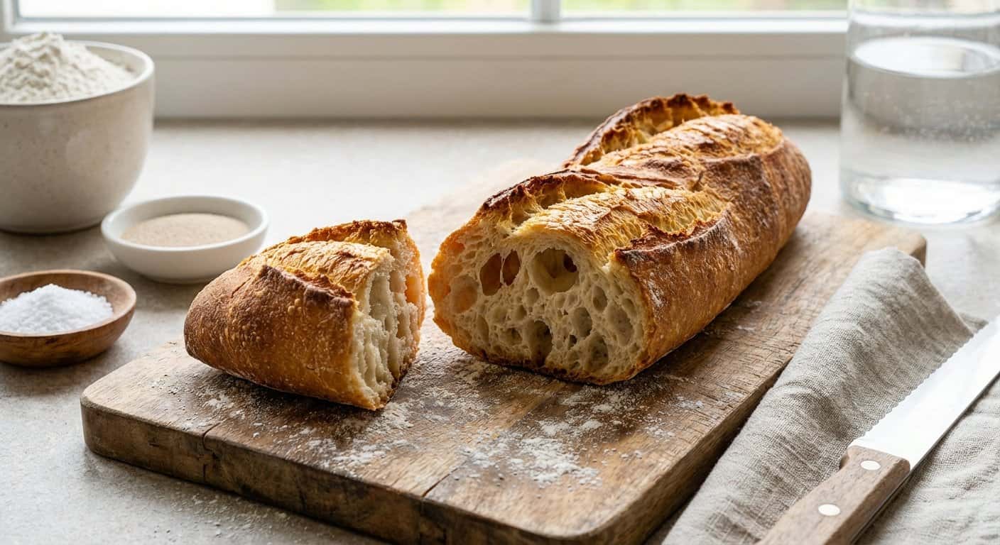 Pan Baguette Sin Amasado