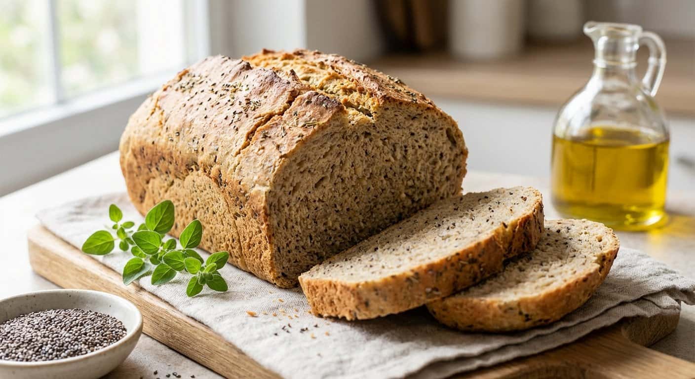 Pan de harina de trigo sarraceno con orégano y chía