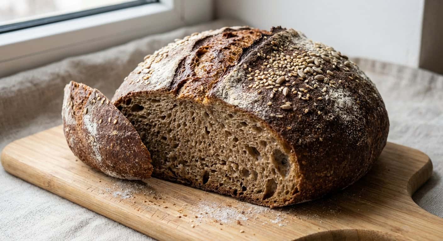 Pan de harina de trigo sarraceno sin amasado