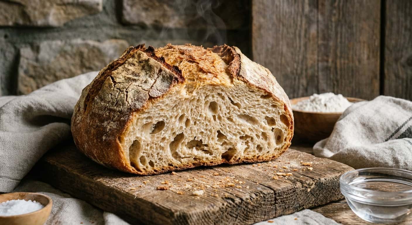 Pan de Harina de Trigo Sin Amasado