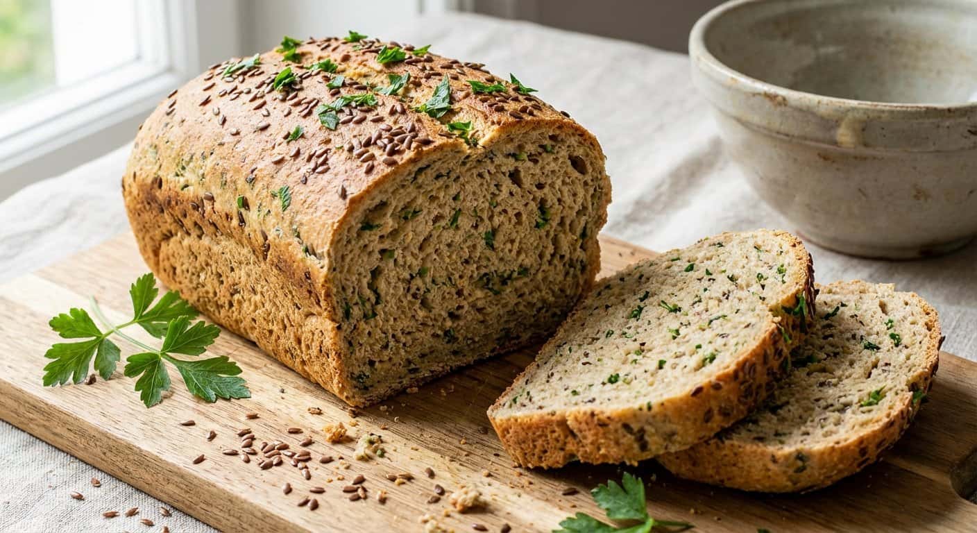 Pan de harina integral con perejil y lino
