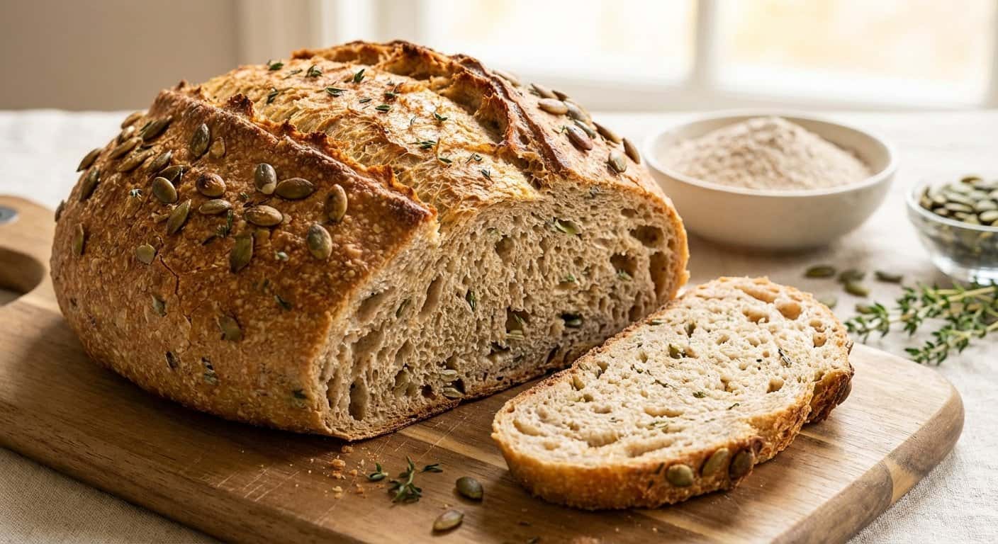 Pan de Harina Integral con Tomillo y Pipas de Calabaza