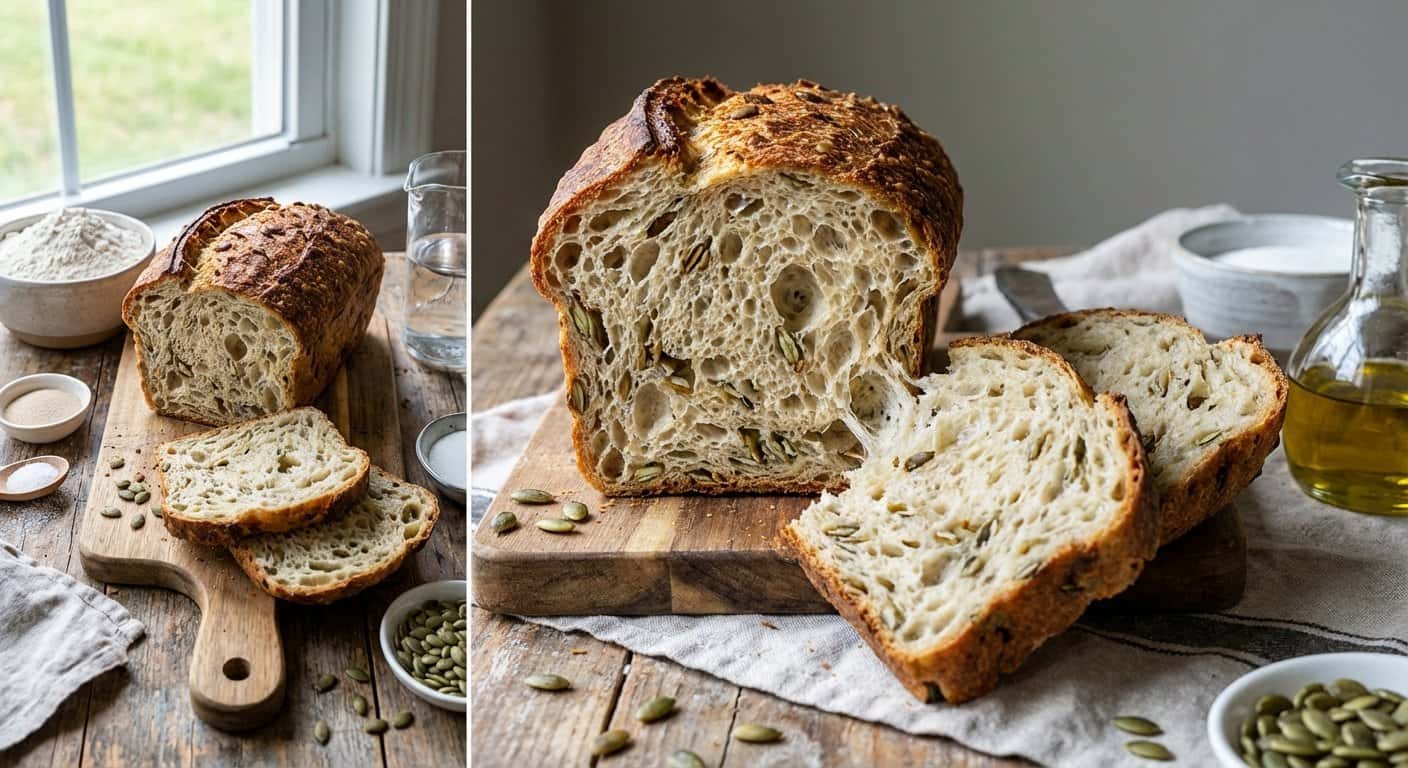 Pan de Molde de Alta Hidratación con Pipas de Calabaza