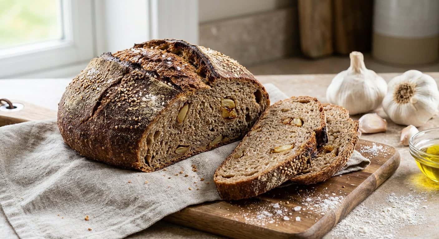 Pan Rústico de Harina de Trigo Sarraceno con Ajo