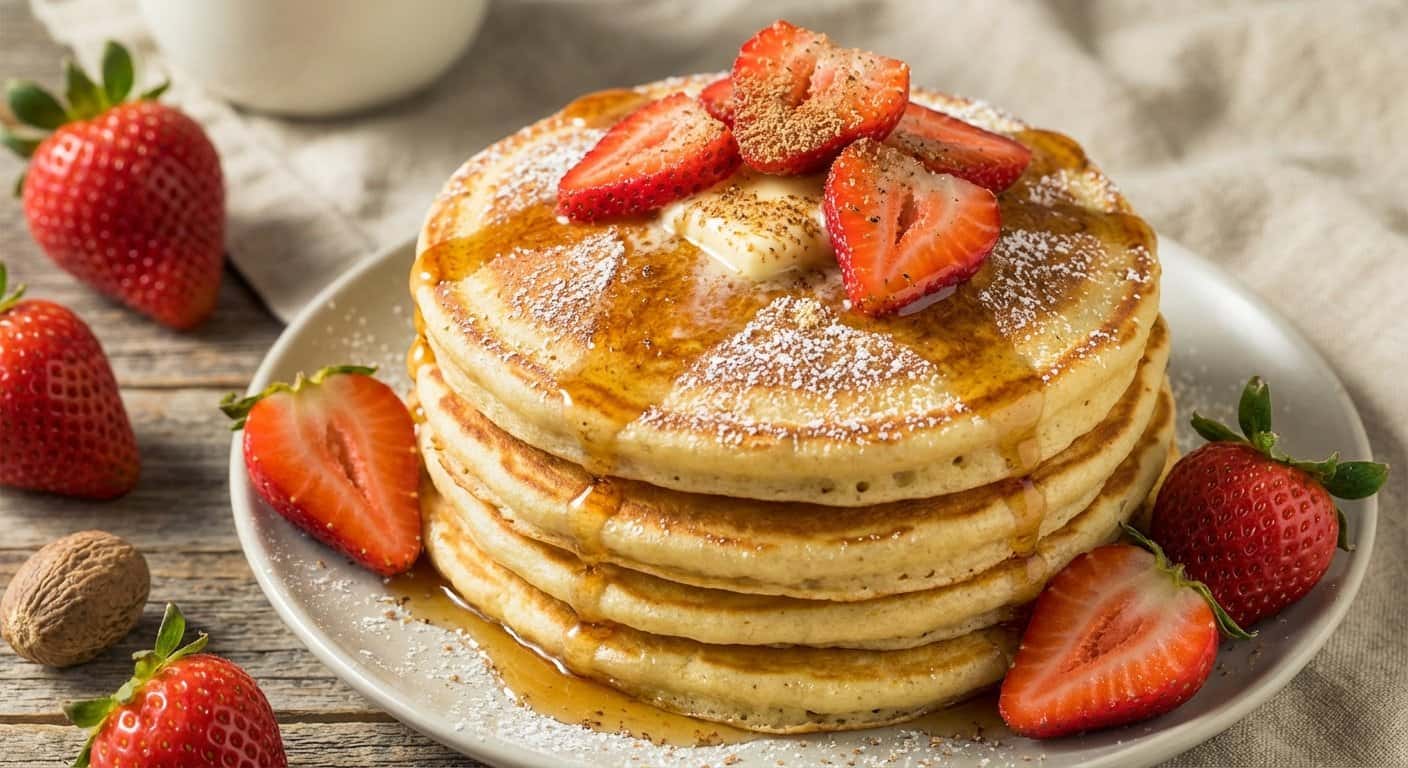 Pancakes con Fresa y Nuez Moscada