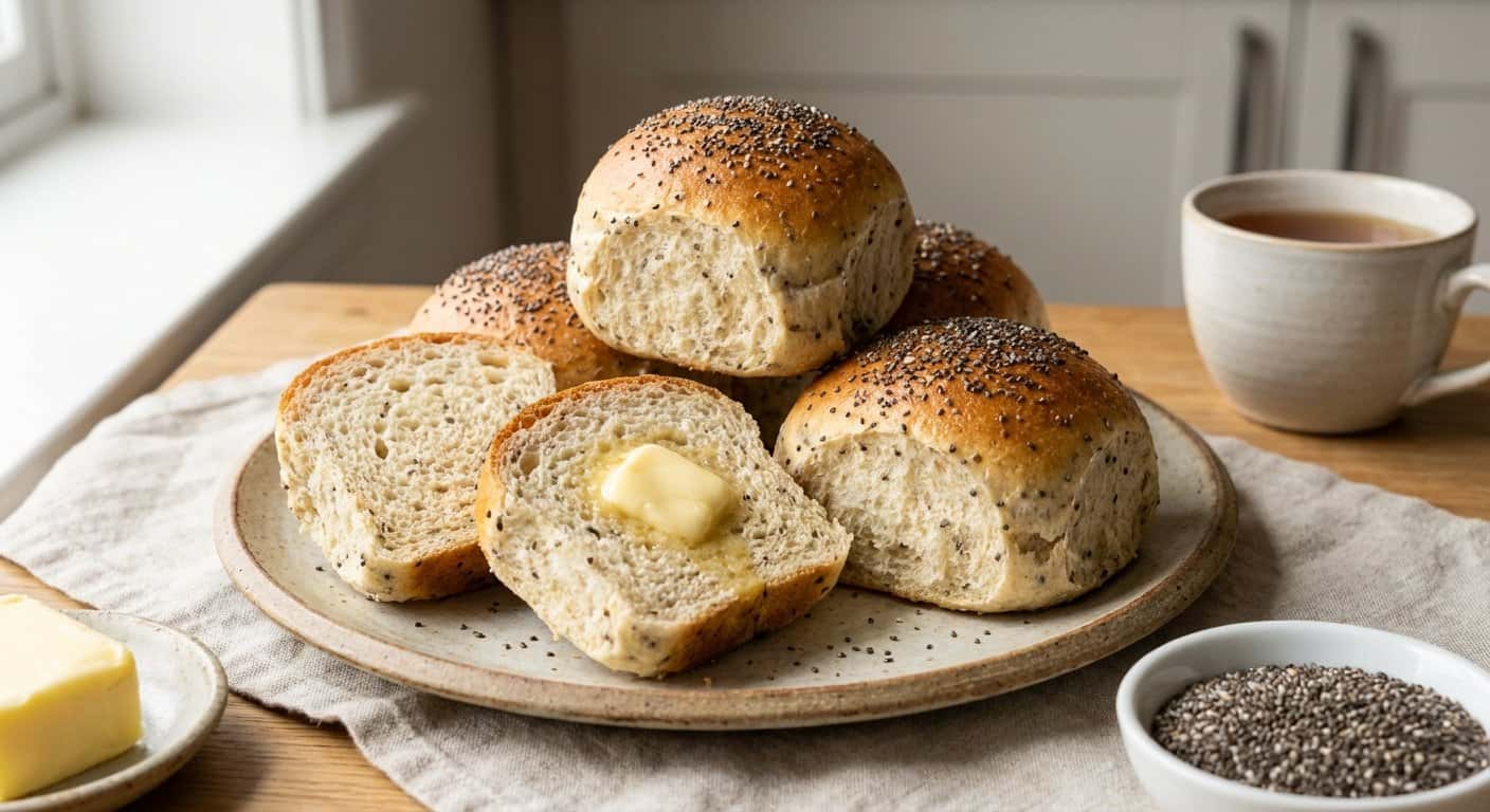 Panecillos de harina de trigo con chía