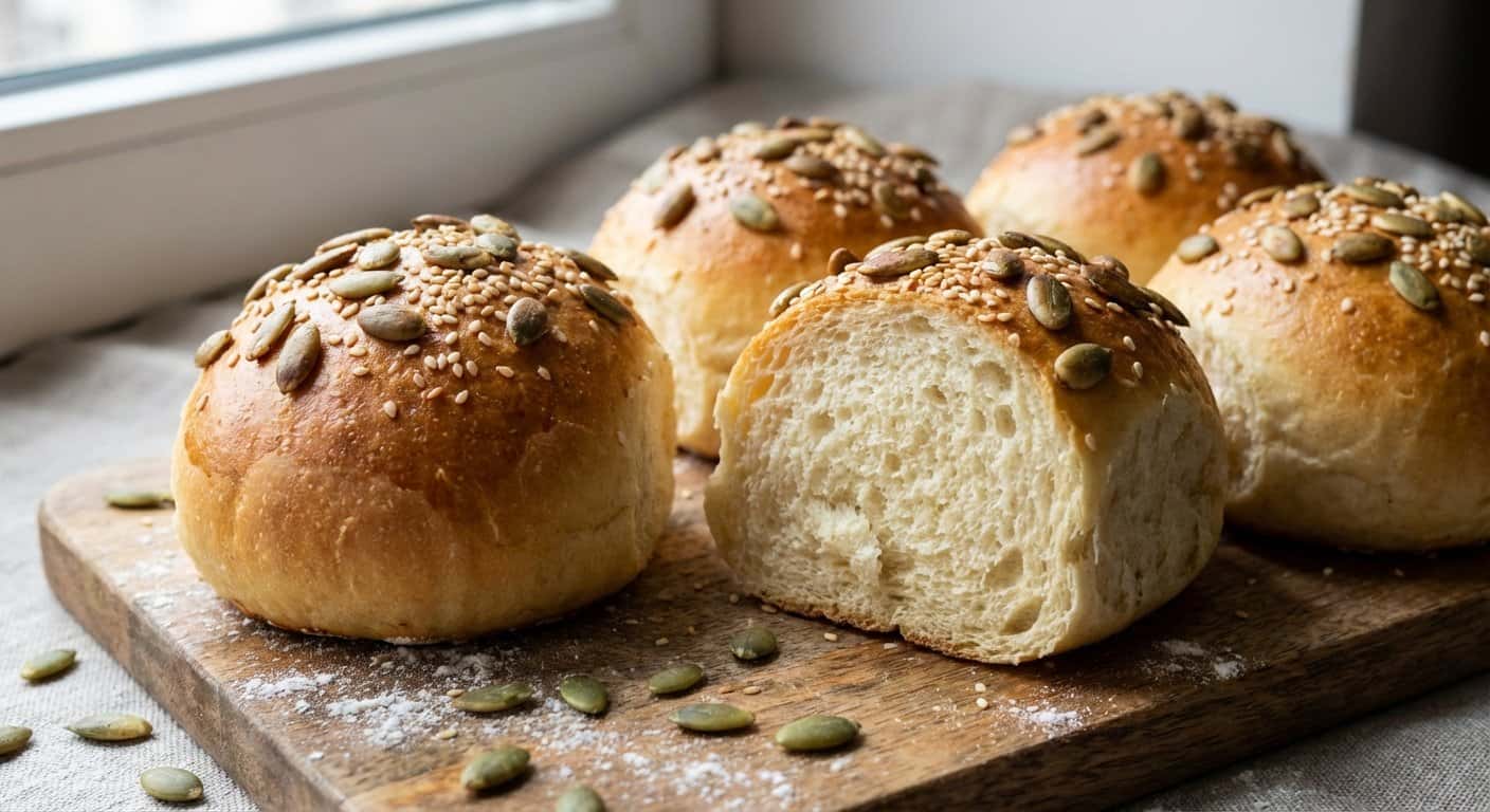 Panecillos de Harina de Trigo con Pipas de Calabaza