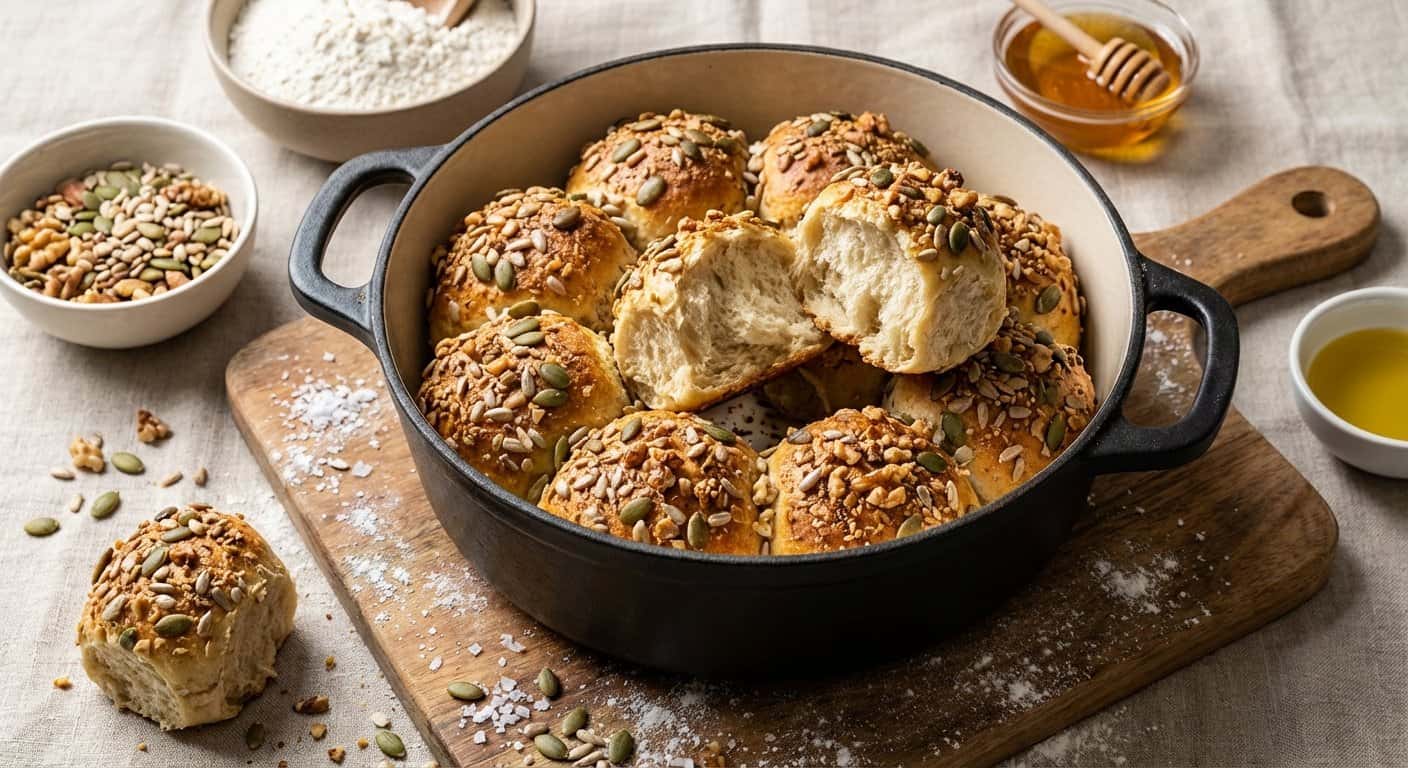 Panecillos Horneados en Olla con Pipas de Calabaza y Nueces