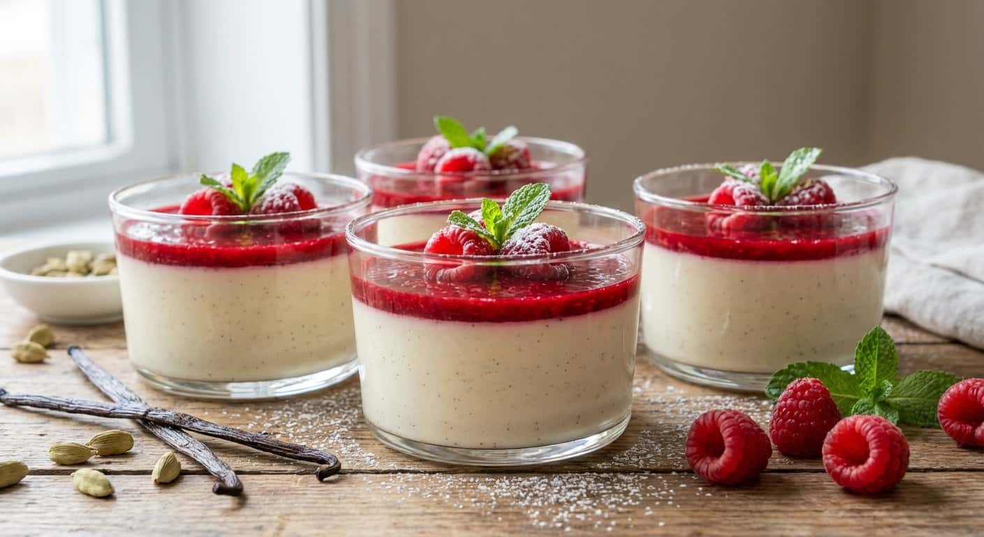 Panna Cotta de Cardamomo con Frambuesa