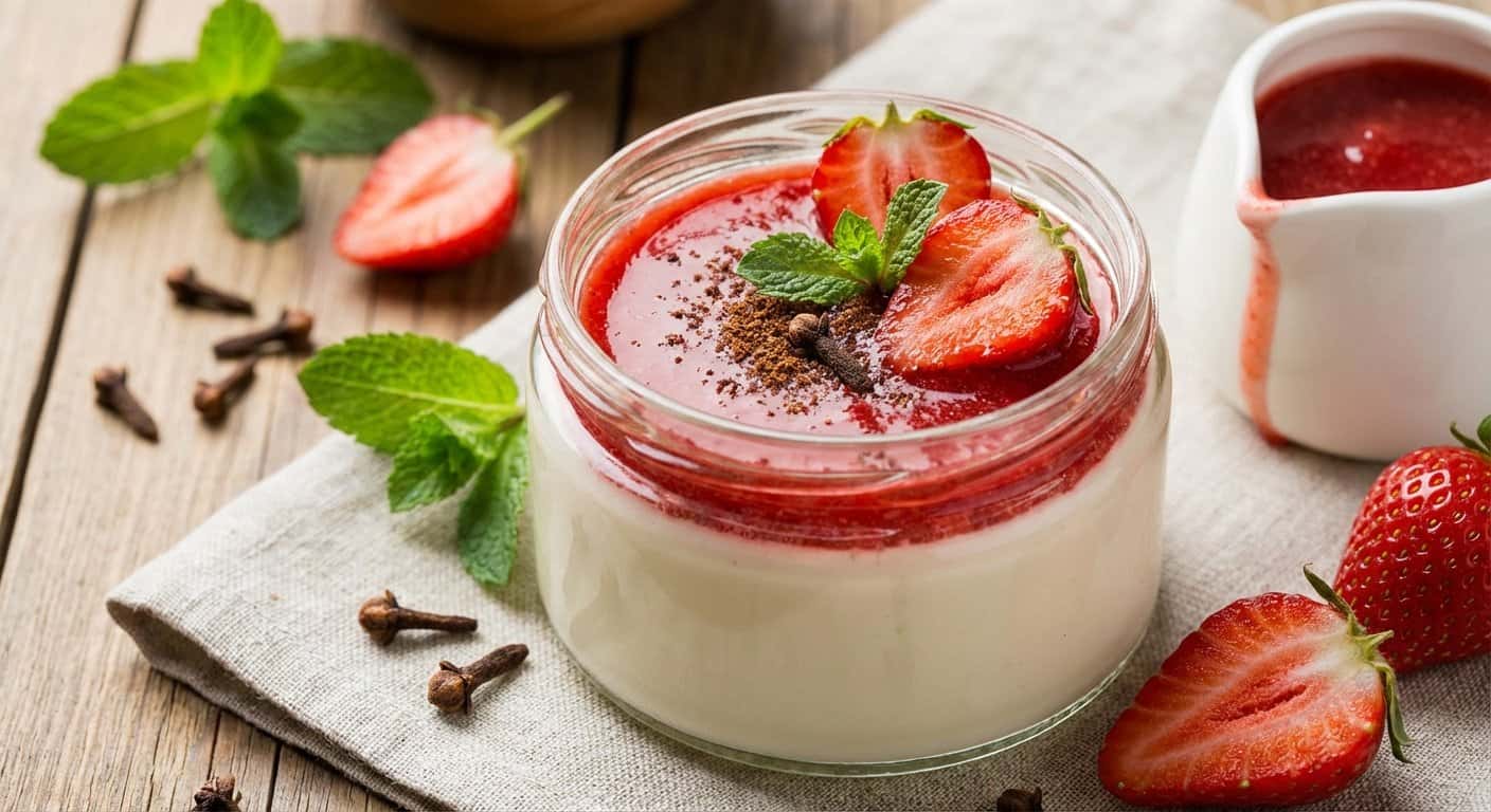 Panna Cotta de Clavo con Fresa