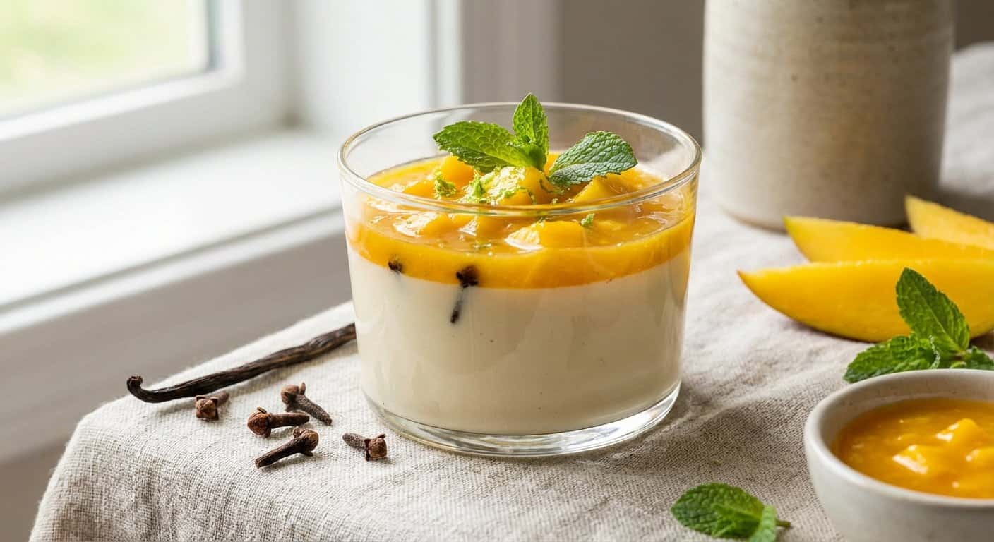Panna cotta de clavo con mango
