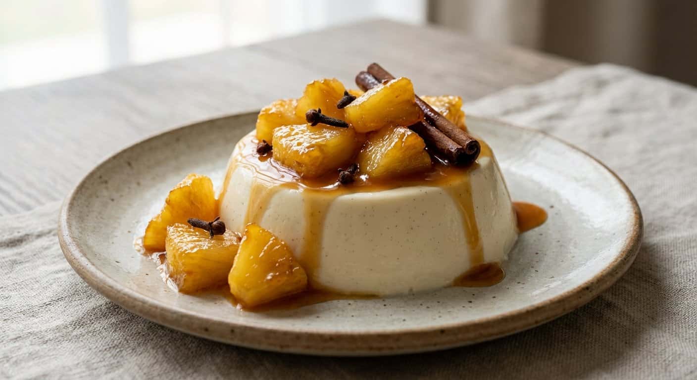 Panna Cotta de Clavo con Piña Caramelizada