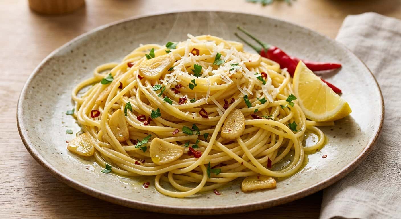 Pasta Salteada con Ajo y Aceite de Oliva