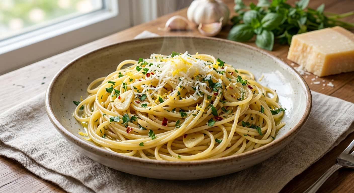 Pasta Salteada con Ajo y Hierbas Frescas