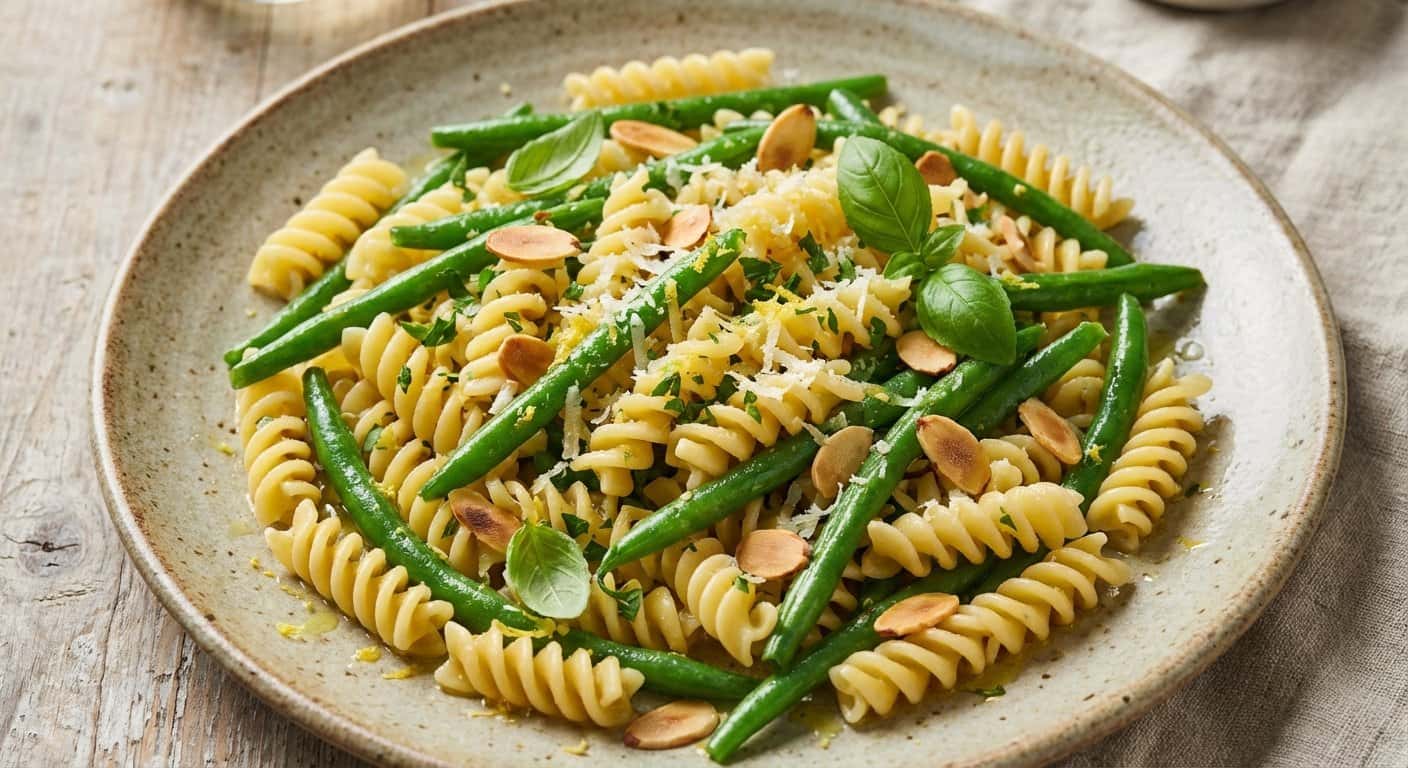 Pasta Salteada con Judías Verdes