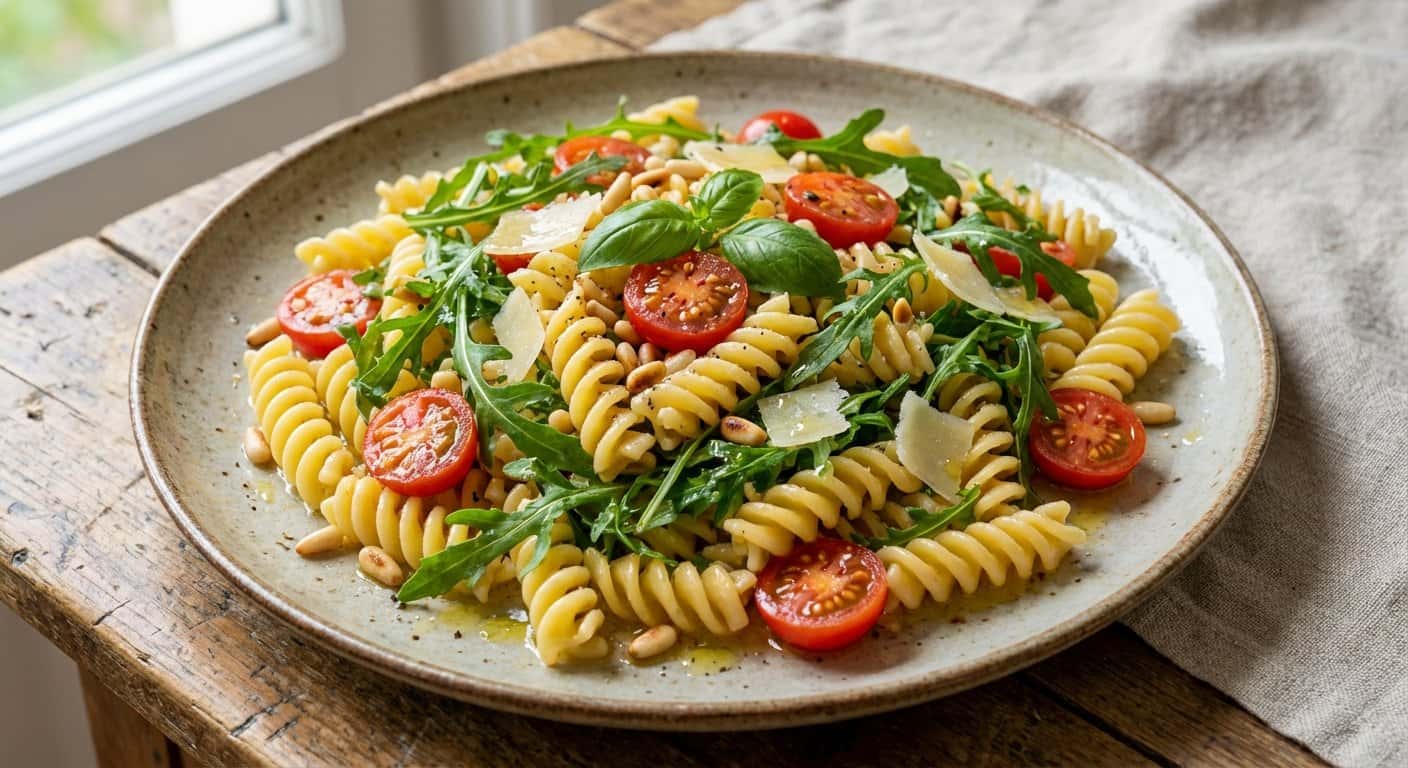 Pasta Salteada con Rúcula y Tomates Cherry
