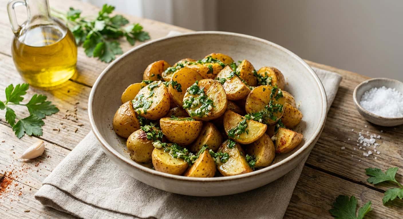 Patatas Especiadas con Vinagreta de Hierbas