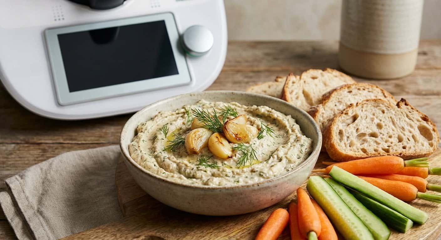 Paté de ajo asada con eneldo en Thermomix