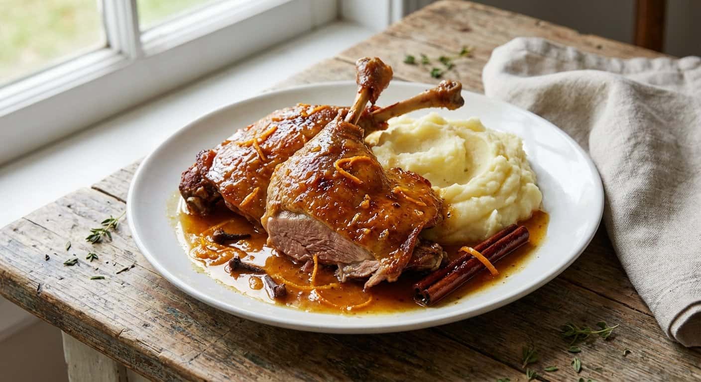 Pato Confitado con Salsa de Naranja y Especias