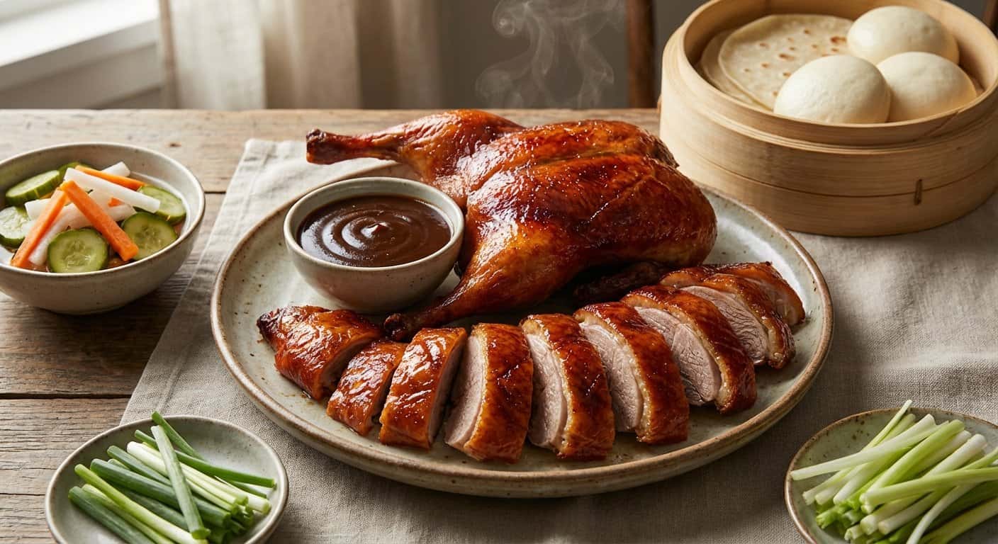 Pato Laqueado con Salsa Hoisin y Encurtidos