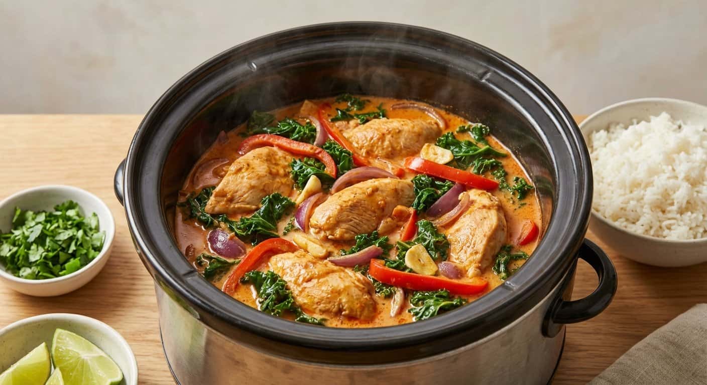 Pavo con Salsa de Curry y Col Rizada en Slow Cooker