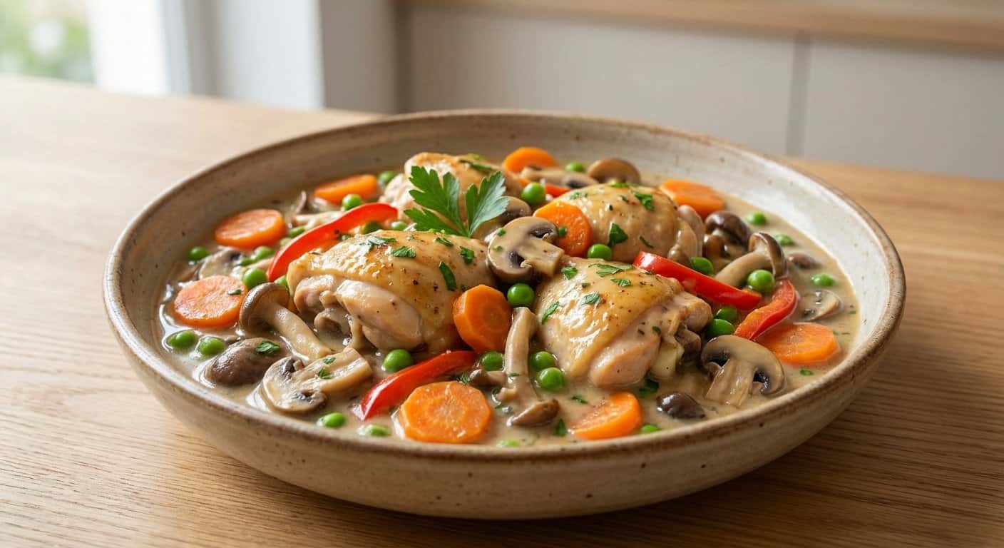 Pollo a la Jardinera con Zanahoria y Salsa de Setas en Thermomix