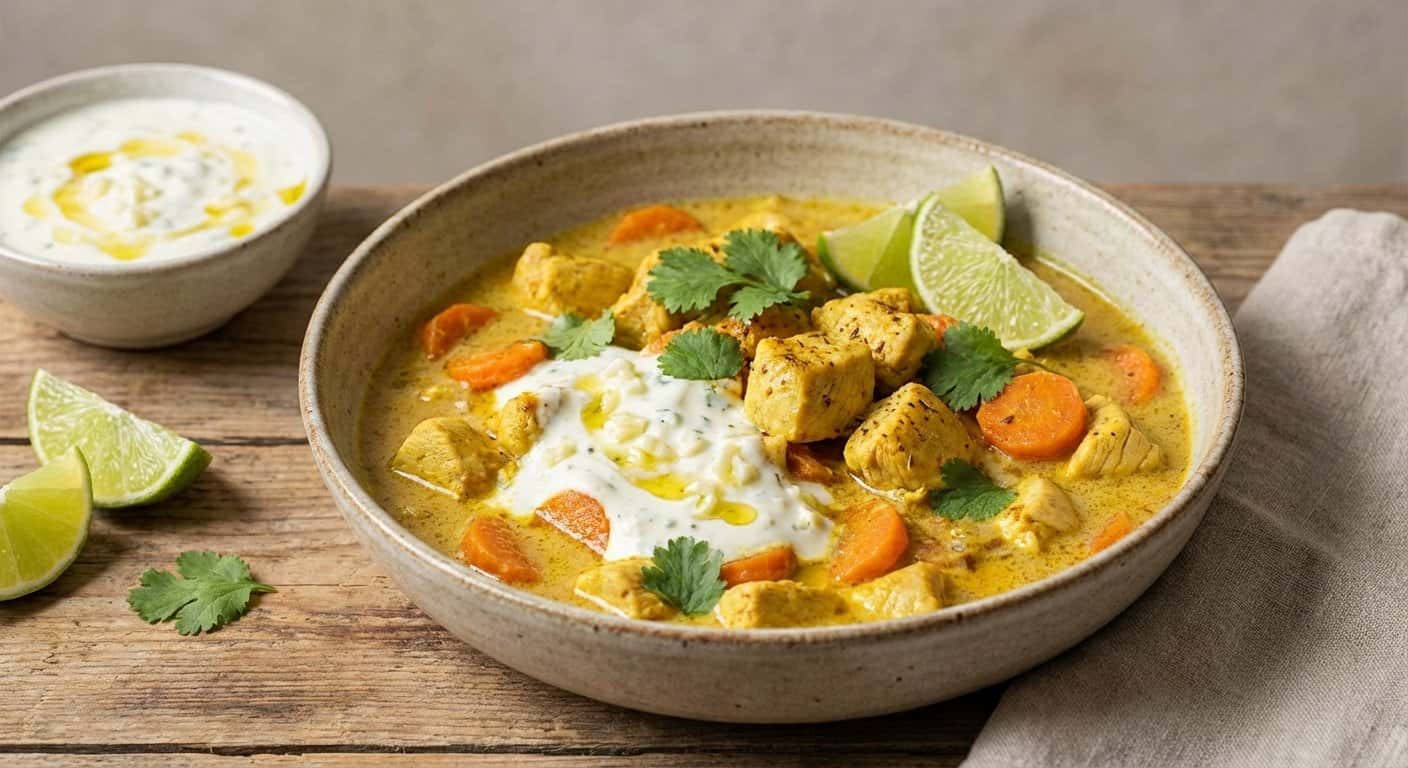 Pollo al Curry con Zanahoria y Salsa de Ajo en Thermomix