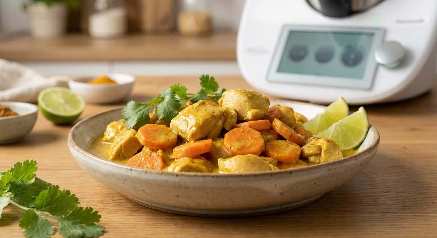 Pollo al Curry con Zanahoria y Salsa de Vino Blanco en Thermomix