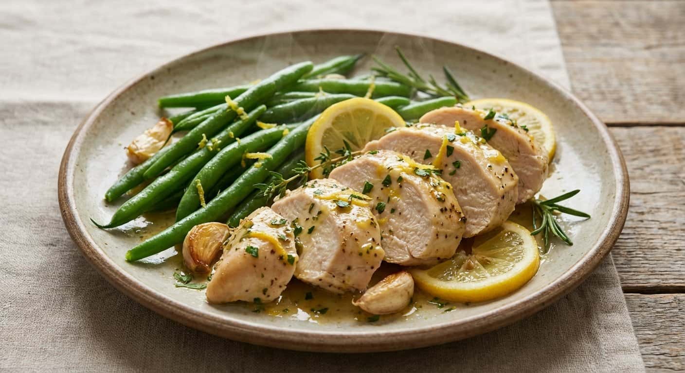 Pollo al Vapor con Judías Verdes y Limón