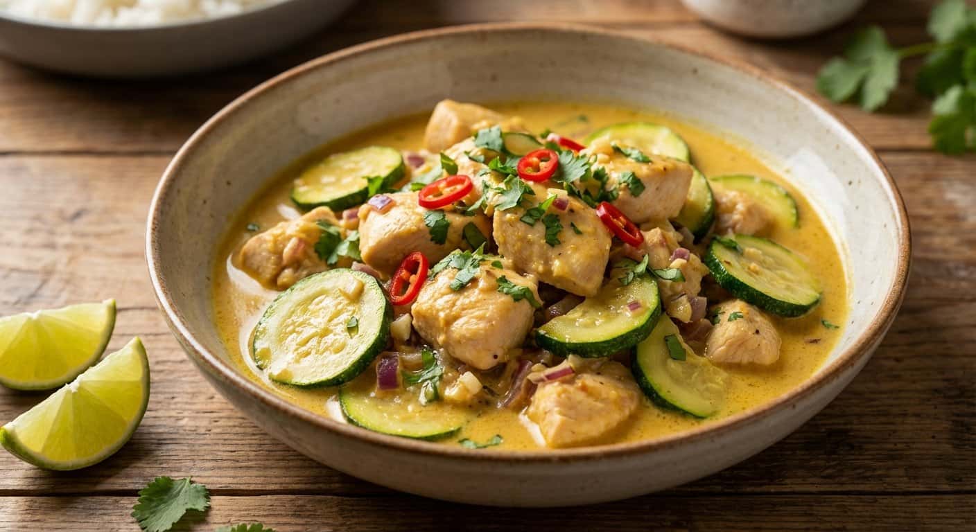 Pollo Cremoso con Calabacín y Salsa de Coco Ligero