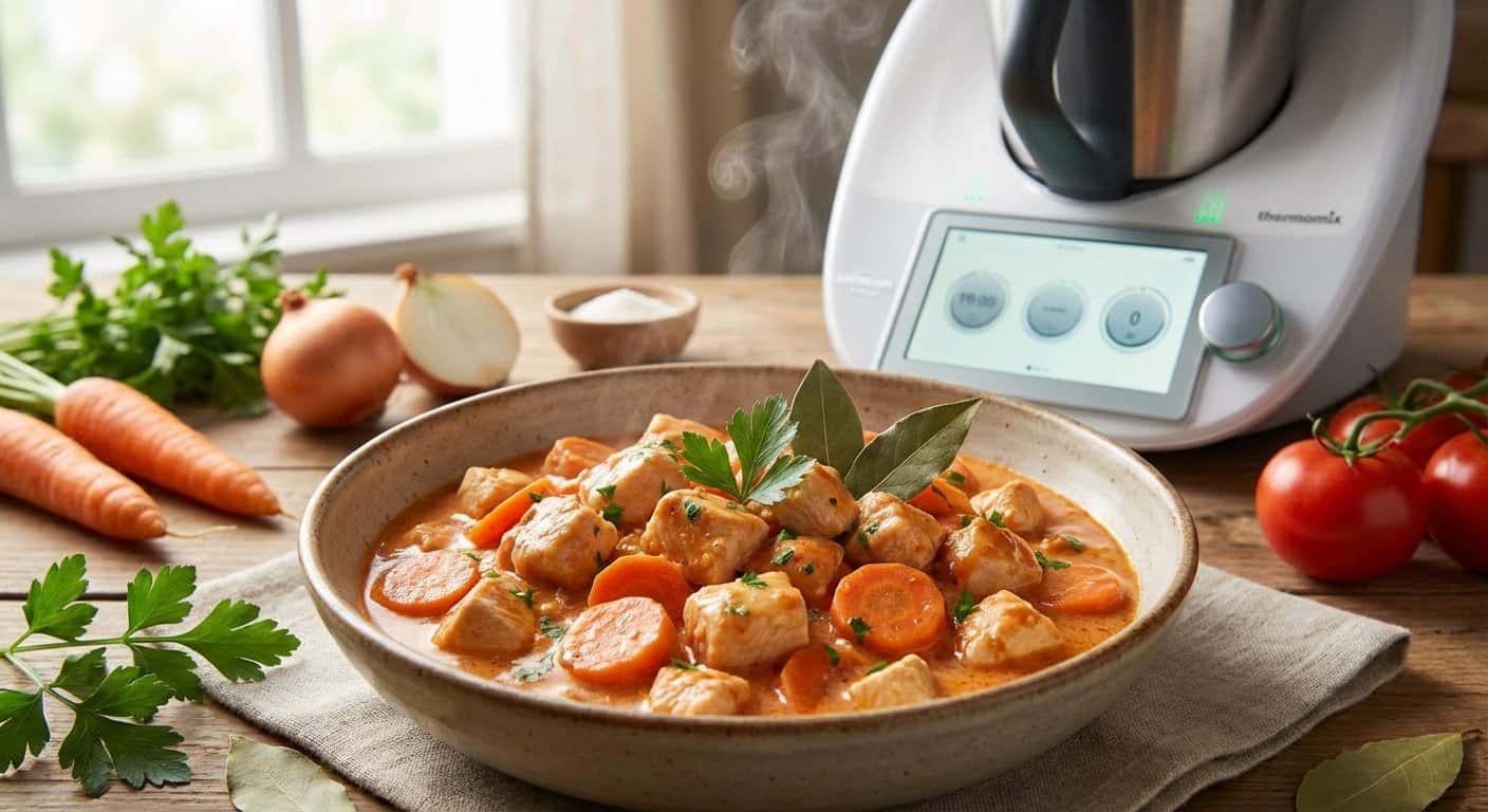 Pollo Cremoso con Zanahoria y Salsa de Tomate en Thermomix