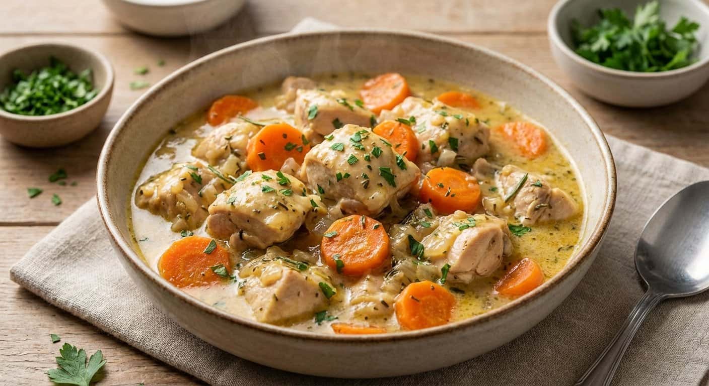 Pollo Estofado con Zanahoria y Salsa de Ajo en Thermomix