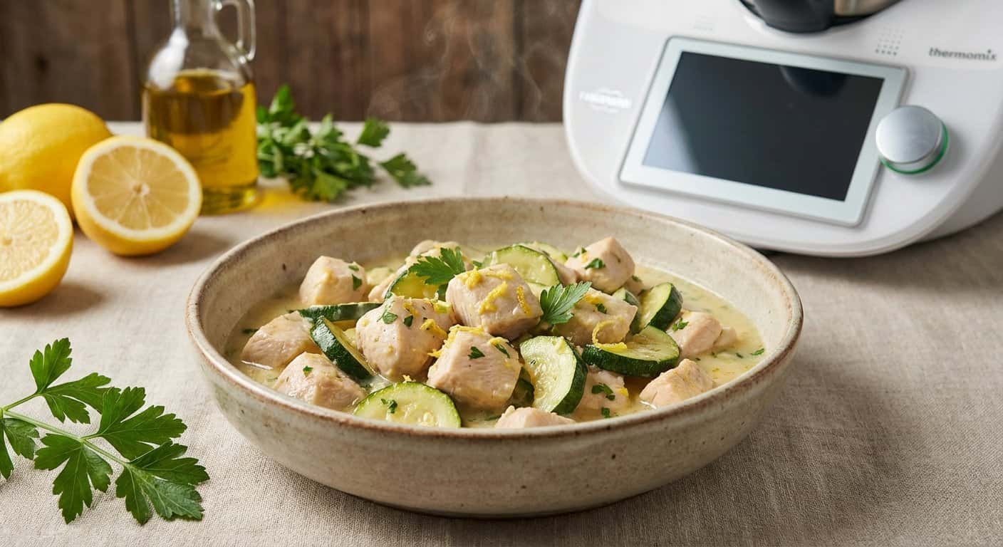 Pollo Guisado con Calabacín y Salsa de Limón en Thermomix
