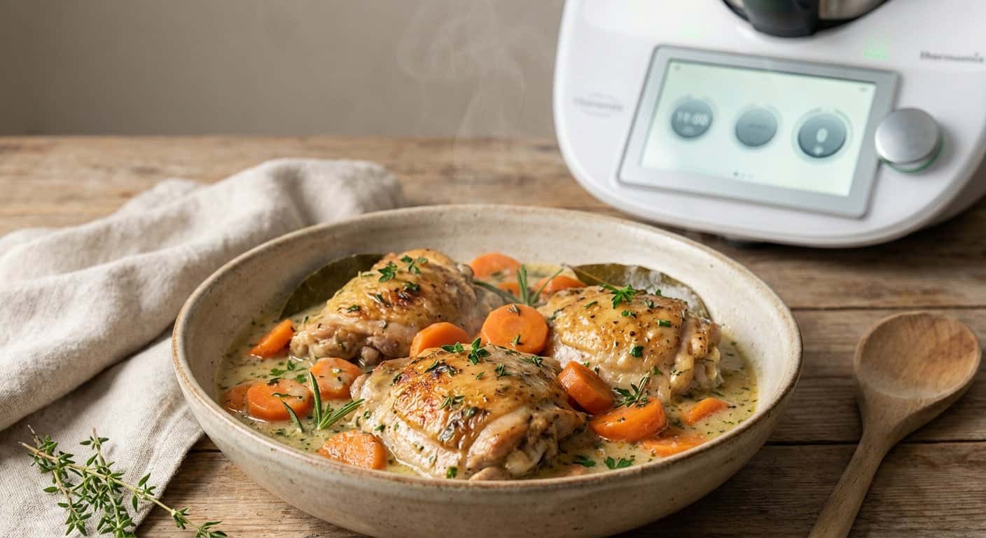 Pollo Guisado con Zanahoria y Salsa de Hierbas en Thermomix