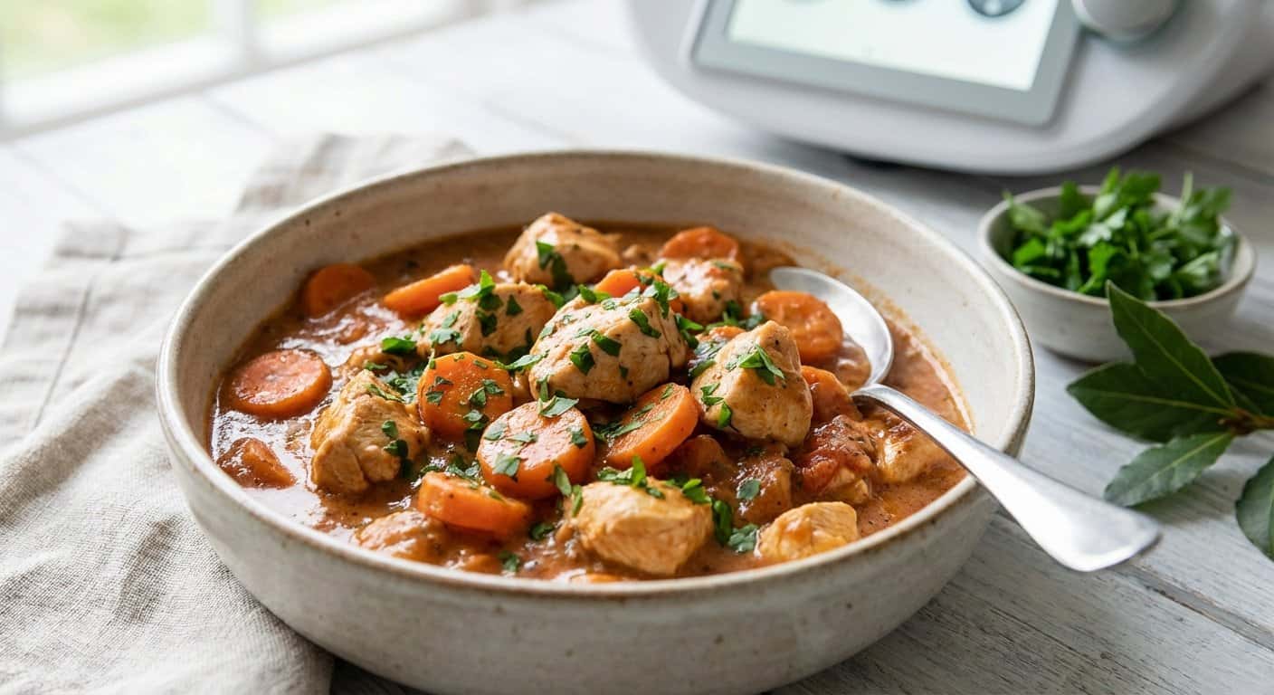 Pollo Guisado con Zanahoria y Salsa de Pimiento en Thermomix