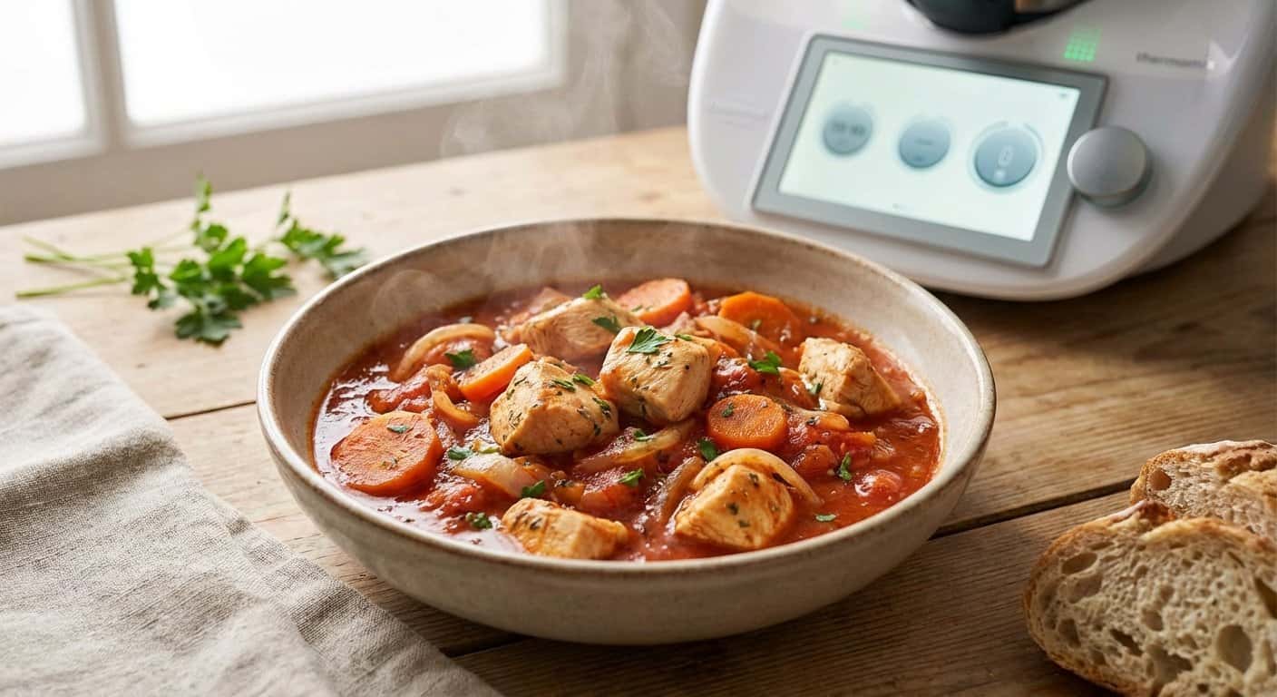 Pollo ligero con zanahoria y salsa de tomate en Thermomix