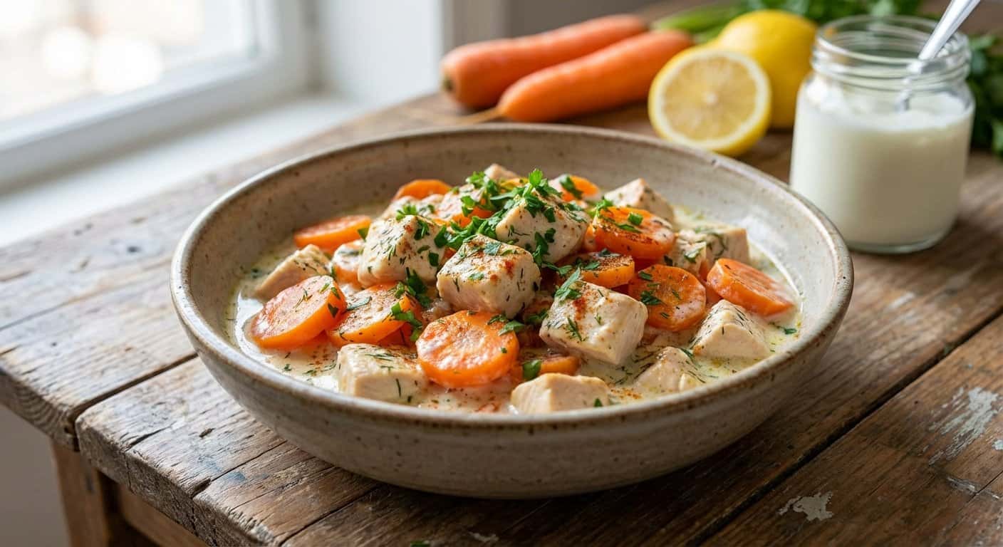 Pollo Ligero con Zanahoria y Salsa de Yogur en Thermomix