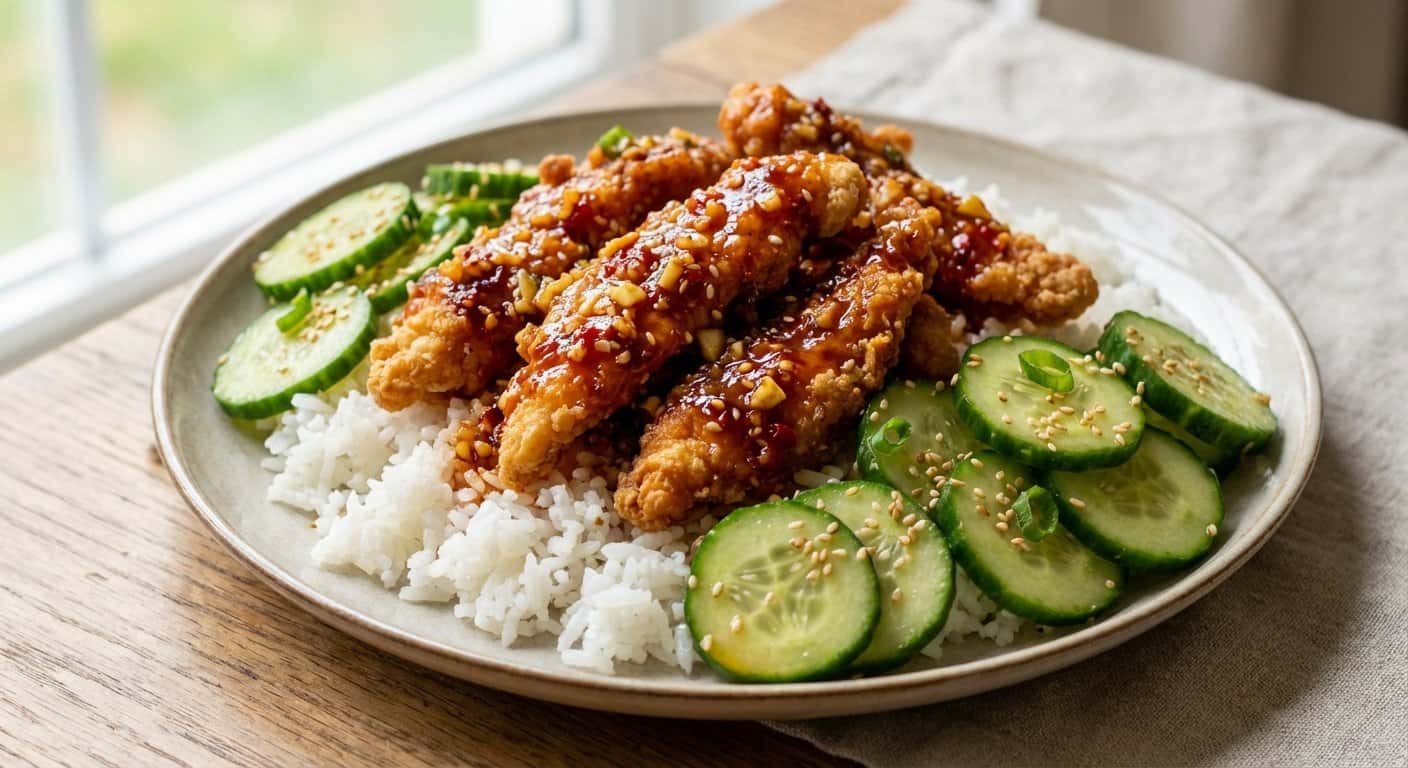 Pollo Pekín con Salsa de Chili y Pepino