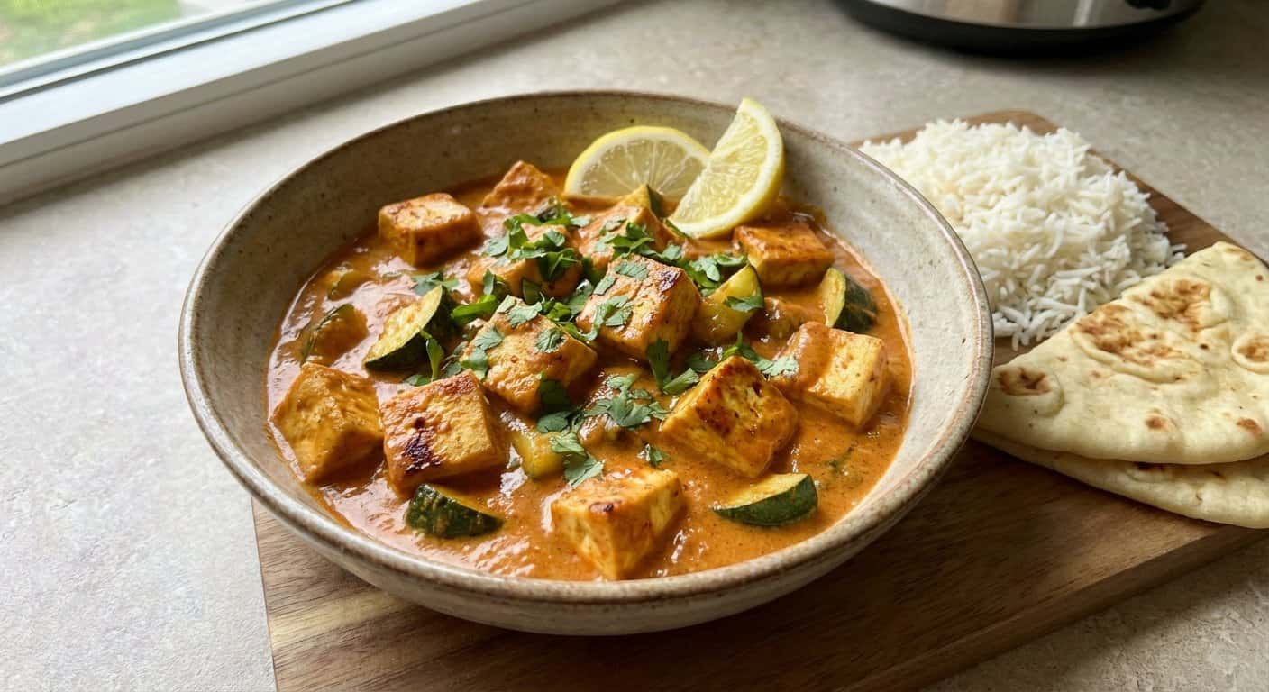 Pollo Tikka Masala de Lomo de Tofu con Calabacín en Slow Cooker