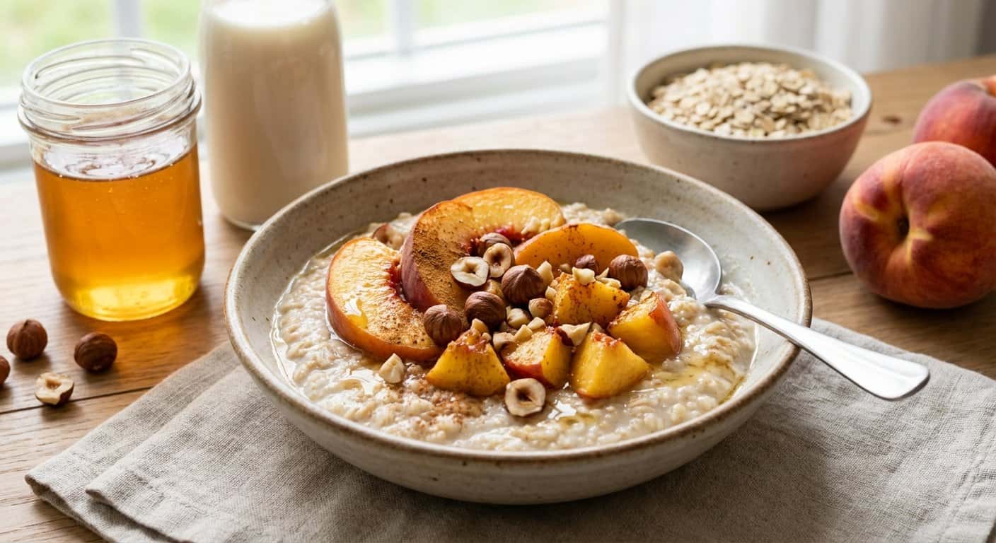 Porridge de Avena con Melocotón y Avellana