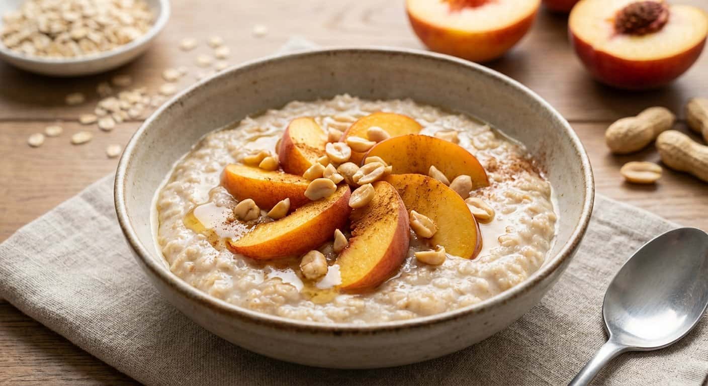 Porridge de Avena con Melocotón y Cacahuete