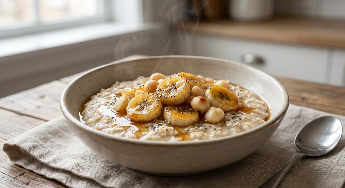 Porridge de Avena con Plátano y Macadamia