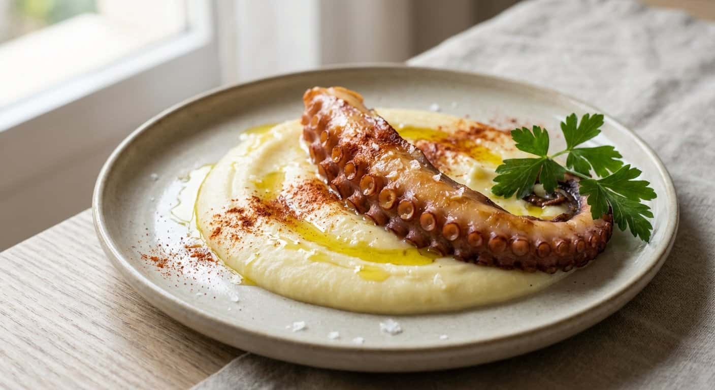 Pulpo a Baja Temperatura con Crema de Patata y Pimentón