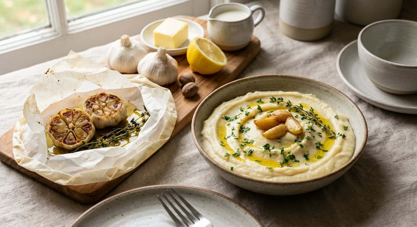 Puré de ajo en papillote en Thermomix