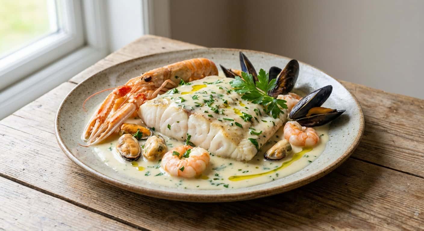 Rodaballo a la marinera con salsa ligera