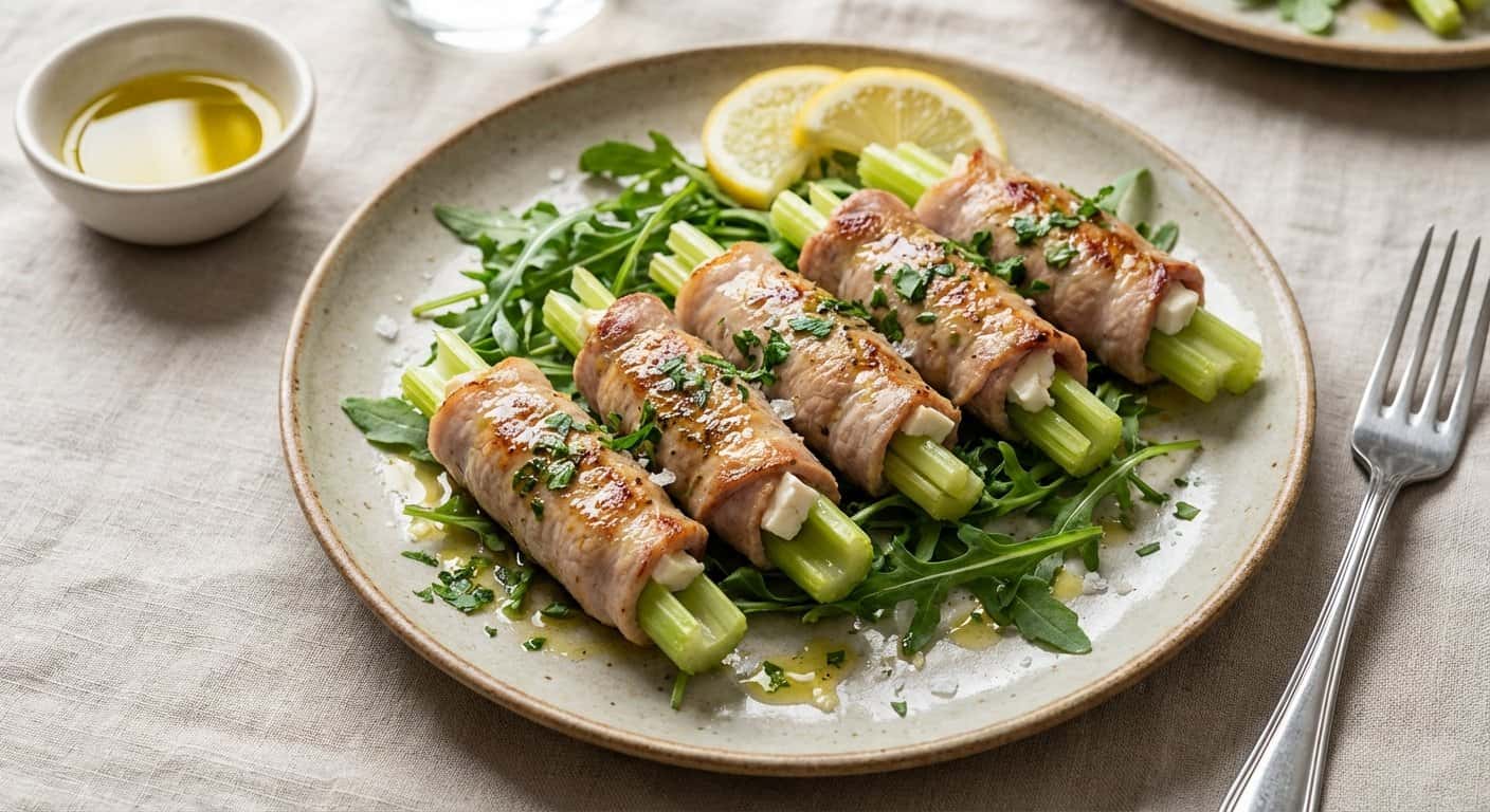 Rollitos de Cerdo con Apio y Queso Fresco