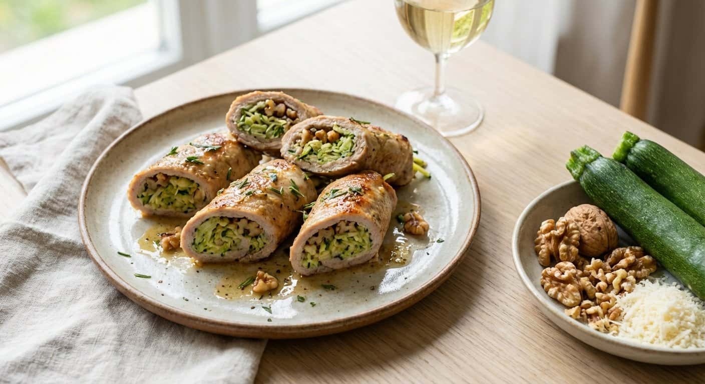 Rollitos de Cerdo con Calabacín y Nueces