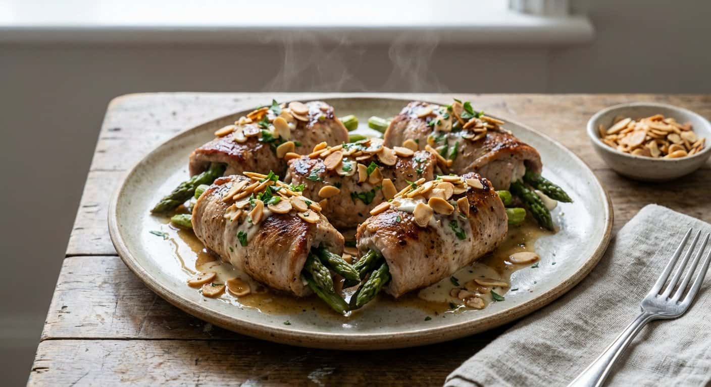Rollitos de Cerdo con Espárragos y Almendras